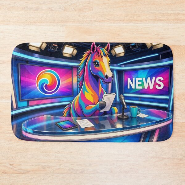 Item preview, Cool Rainbow Horse News Anchor in TV Studio Pop Art - Tugy designed and sold by Breezes-of-Ida.