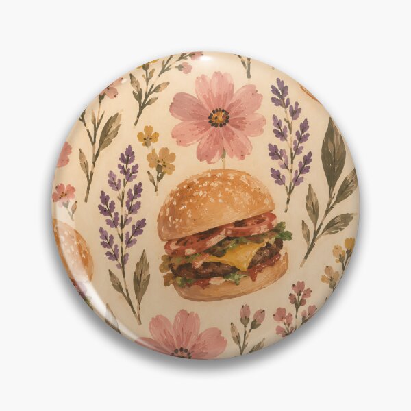 Item preview, Cheeseburger Floral Pattern Whimsical Watercolour Illustration designed and sold by Jozefin's Studio.