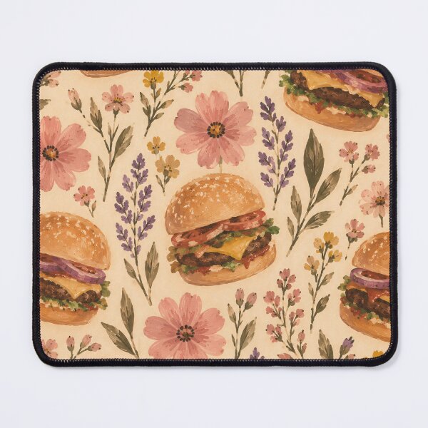 Item preview, Cheeseburger Floral Pattern Whimsical Watercolour Illustration designed and sold by Jozefin's Studio.