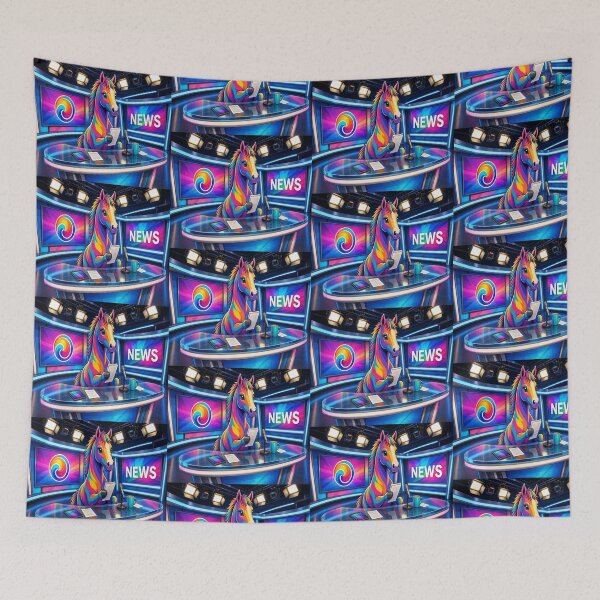 Item preview, Cool Rainbow Horse News Anchor in TV Studio Pop Art - Tugy designed and sold by Breezes-of-Ida.
