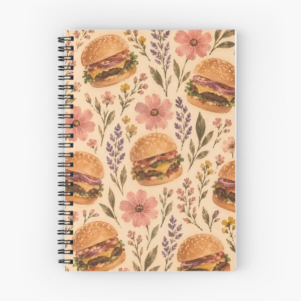 Item preview, Cheeseburger Floral Pattern Whimsical Watercolour Illustration designed and sold by Jozefin's Studio.
