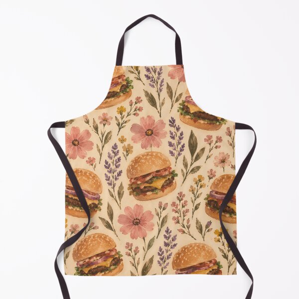 Item preview, Cheeseburger Floral Pattern Whimsical Watercolour Illustration designed and sold by Jozefin's Studio.