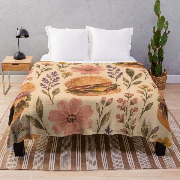 Item preview, Cheeseburger Floral Pattern Whimsical Watercolour Illustration designed and sold by Jozefin's Studio.