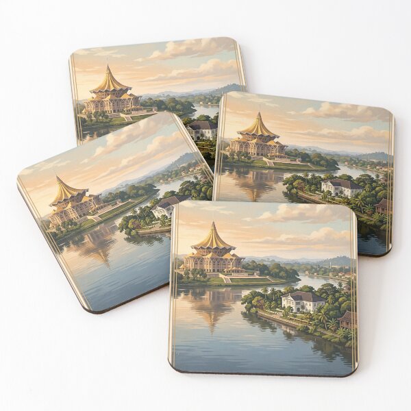 Item preview, Kuching Malaysia Vintage Travel Art – Sarawak River & Cat City Heritage designed and sold by Bomax121.