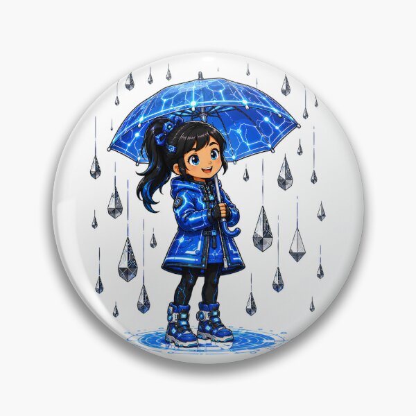 Item preview, Cute Futuristic Cyberpunk Anime Girl with Glowing Tech Umbrella Sci-Fi Digital Art designed and sold by Nubian Style.