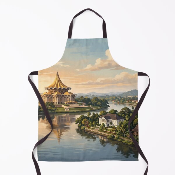 Item preview, Kuching Malaysia Vintage Travel Art – Sarawak River & Cat City Heritage designed and sold by Bomax121.