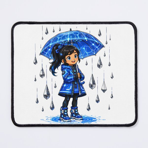 Item preview, Cute Futuristic Cyberpunk Anime Girl with Glowing Tech Umbrella Sci-Fi Digital Art designed and sold by Nubian Style.