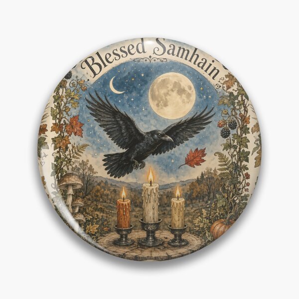 Item preview, Blessed Samhain Raven Autumn Sabbat Art designed and sold by ArizonaWitches.