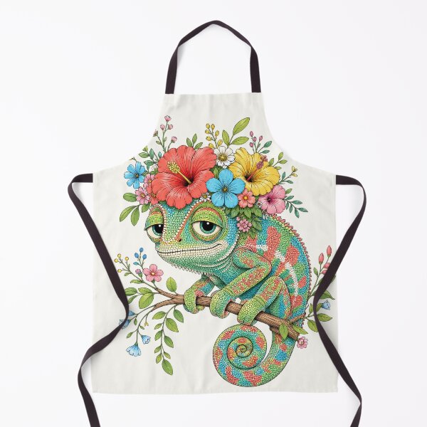 Item preview, Cute Floral Chameleon - Colorful Botanical Reptile Art designed and sold by FrescoDesign.
