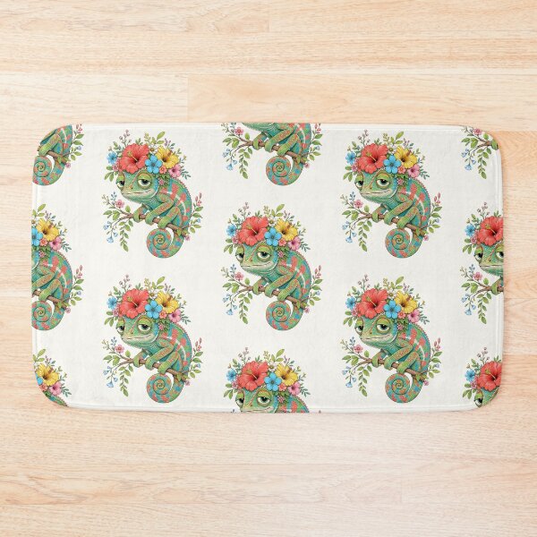 Item preview, Cute Floral Chameleon - Colorful Botanical Reptile Art designed and sold by FrescoDesign.