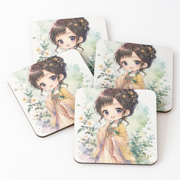 Aperçu de l'œuvre Personnage chibi mignon d'anime à l'aquarelle – Cadeau artistique kawaii d'anime japonais créée et vendue par shopthehappycart.