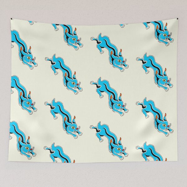 Item preview, Blue Rabbit Leaping Cartoon Art designed and sold by MARCOSURREAL.