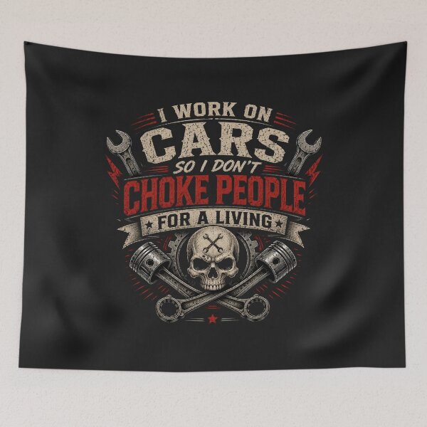 Item preview, I Work On Cars So I Don’t Choke People Funny Mechanic Skull T-Shirt designed and sold by Drip5.
