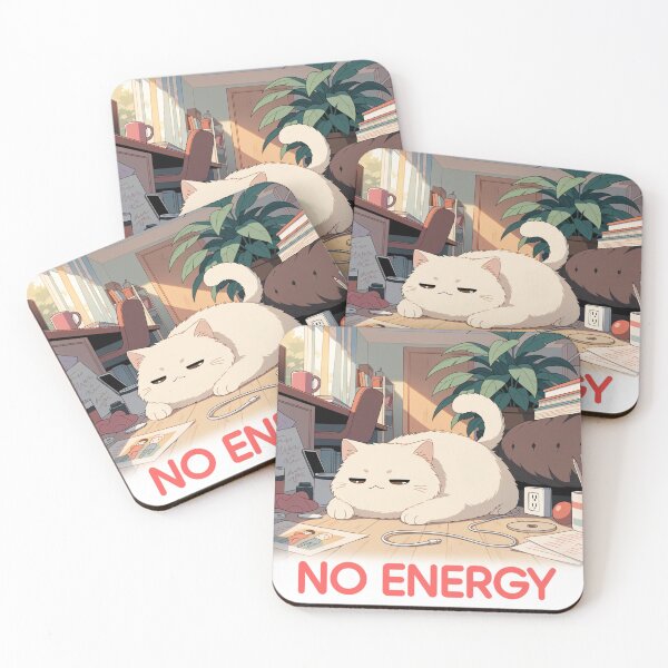 Item preview, No Energy – Lazy Cat Resting on Desk Funny Cute Cat designed and sold by Mousy17.
