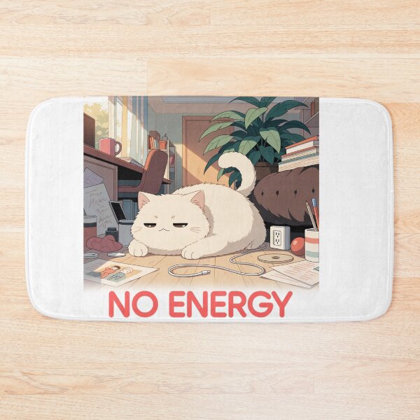 Item preview, No Energy – Lazy Cat Resting on Desk Funny Cute Cat designed and sold by Mousy17.