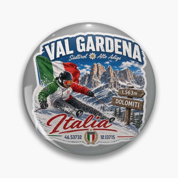 Item preview, Val Gardena Italy Italia Dolomites Ski Skiing Sticker TShirt 04 designed and sold by OuterShellUK.