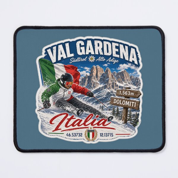 Item preview, Val Gardena Italy Italia Dolomites Ski Skiing Sticker TShirt 04 designed and sold by OuterShellUK.