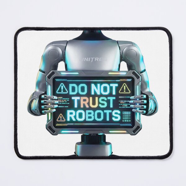 Item preview, Do Not Trust Robots Glowing Neon Sign Anti AI Cyberpunk Graphic designed and sold by Sulco Design.
