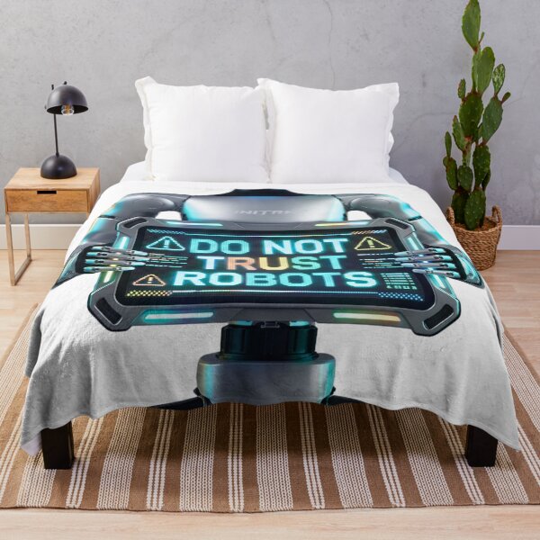 Item preview, Do Not Trust Robots Glowing Neon Sign Anti AI Cyberpunk Graphic designed and sold by Sulco Design.