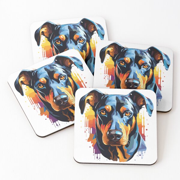 Item preview, Colorful Doberman puppy dog painting designed and sold by MendaciousMina.