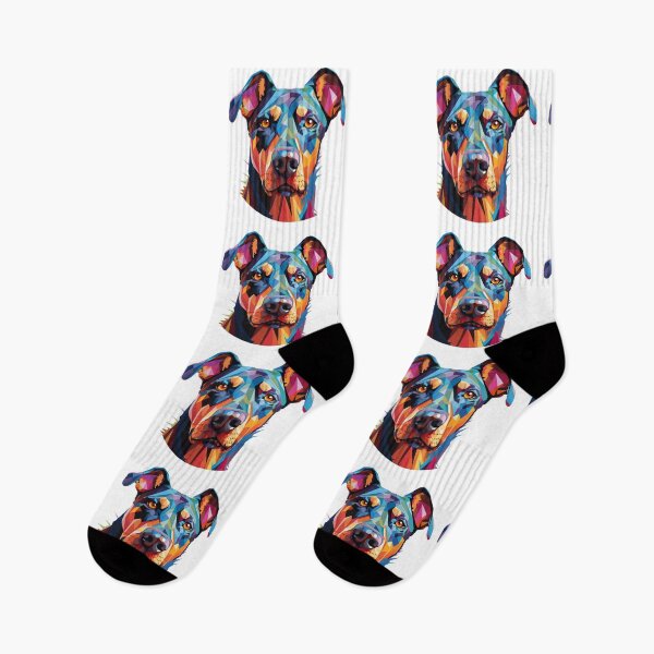 Item preview, Colorful Doberman puppy dog painting designed and sold by MendaciousMina.