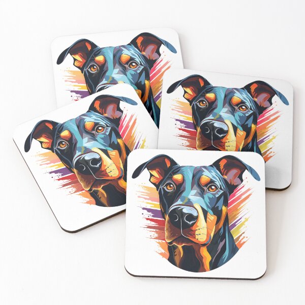 Item preview, Colorful Doberman puppy dog painting designed and sold by MendaciousMina.