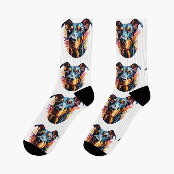 Item preview, Colorful Doberman puppy dog painting designed and sold by MendaciousMina.