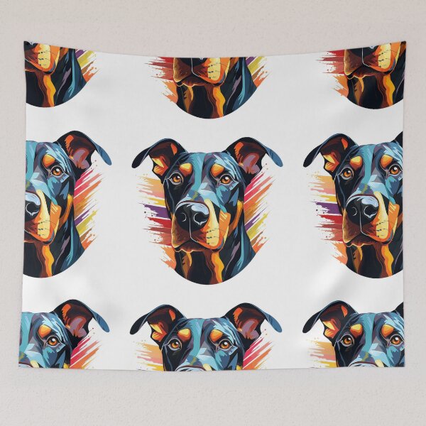 Item preview, Colorful Doberman puppy dog painting designed and sold by MendaciousMina.