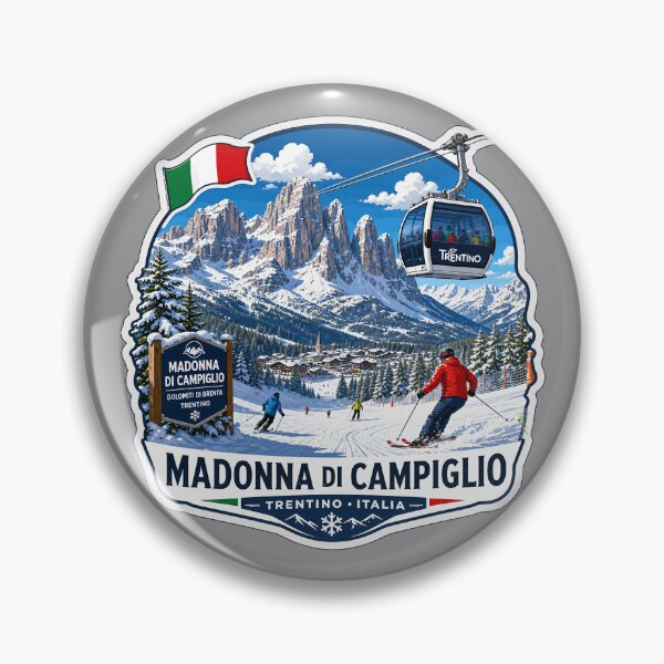 Item preview, Madonna di Campiglio Italy Italia Ski Skiing Brenta Dolomites Sticker TShirt 03 designed and sold by OuterShellUK.