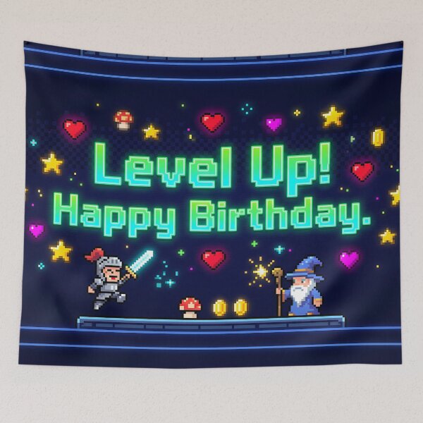 Item preview, Magic Happy Birthday Motivational Typography Art designed and sold by ART ATTACK ZONE.