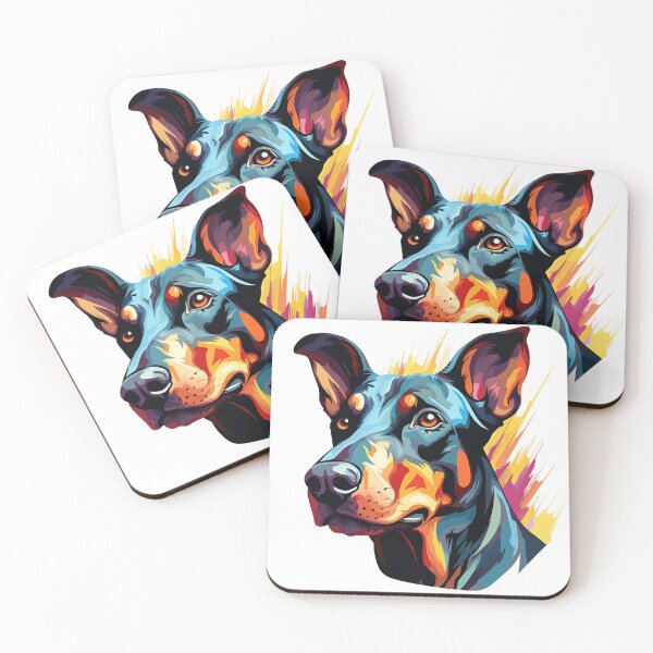 Item preview, Colorful Doberman puppy dog painting designed and sold by MendaciousMina.