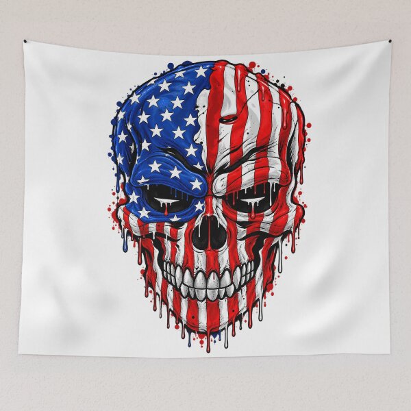 Item preview, American Flag Skull Graffiti Drip Vintage | Patriotic USA Gothic Skeleton T-Shirt designed and sold by Cellara91.