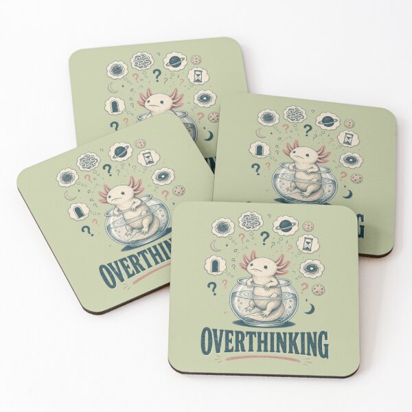 Item preview, Overthinking Axolotl – Surreal Cartoon Illustration designed and sold by Dogandesighn.