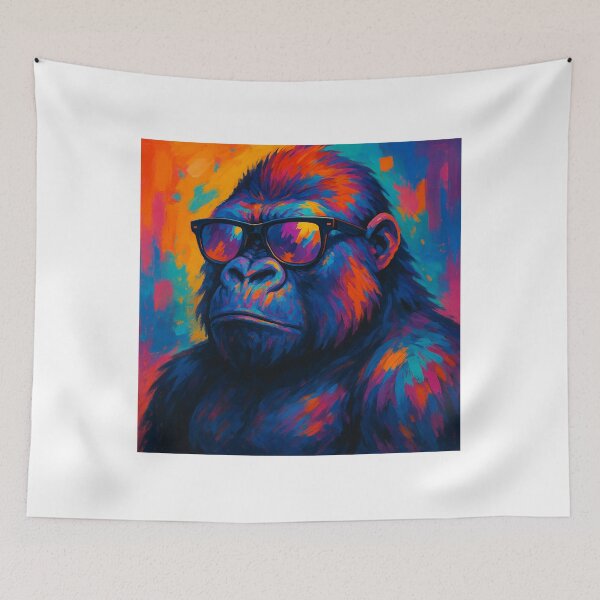 Aperçu de l'œuvre Lunettes de soleil gorille cool, singe pop art coloré créée et vendue par Loona97.