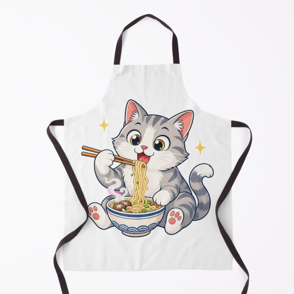 Item preview, Cute Cat Eating Noodles With Chopsticks — Light Version designed and sold by TheOddPrints.