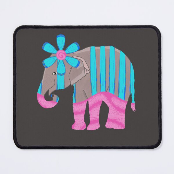 Item preview, Colorful Striped Elephant with Flower Crown designed and sold by MigWhimsy.
