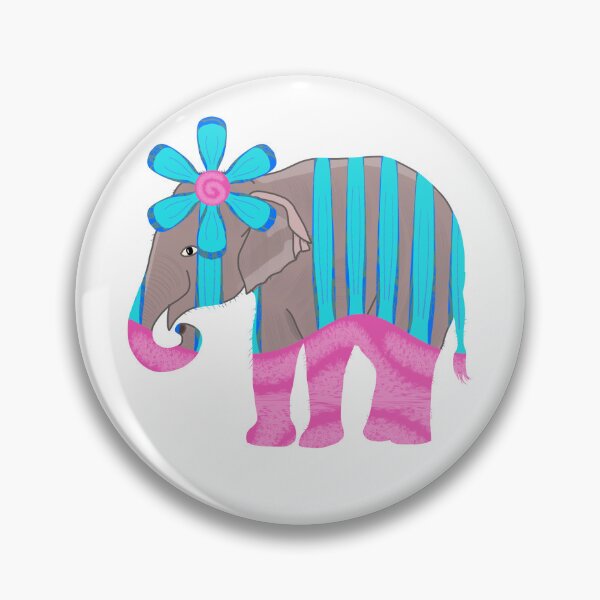 Item preview, Colorful Striped Elephant with Flower Crown designed and sold by MigWhimsy.