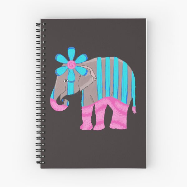 Artikelvorschau, Bunter gestreifter Elefant mit Blumenkranz entworfen und verkauft von MigWhimsy.