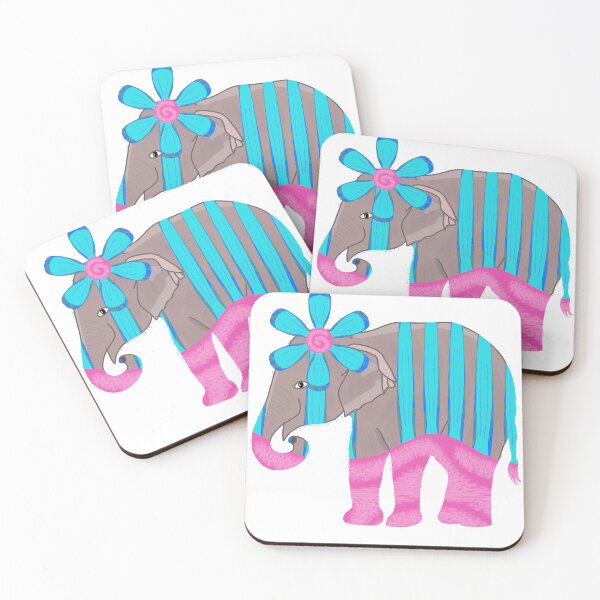 Item preview, Colorful Striped Elephant with Flower Crown designed and sold by MigWhimsy.