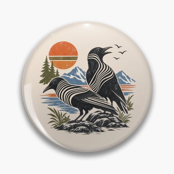 Artikelvorschau, Rabe, minimalistisch, modern, Retro, schwarze Krähe, Rabenvogel, Vintage-Naturgrafik entworfen und verkauft von Cchotlan.