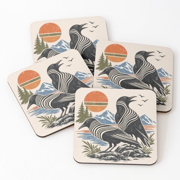 Item preview, Raven Minimalist Modern Retro, Black Crow Corvid Vintage Nature Graphic designed and sold by Cchotlan.