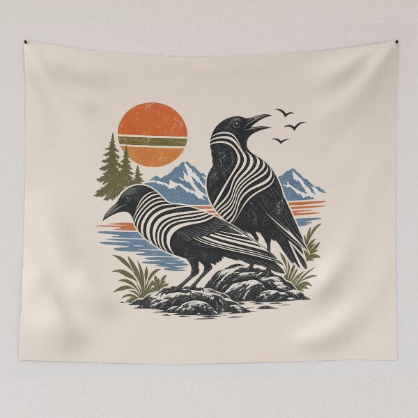 Item preview, Cuervo minimalista moderno retro, cuervo negro córvido vintage gráfico de la naturaleza designed and sold by Cchotlan.