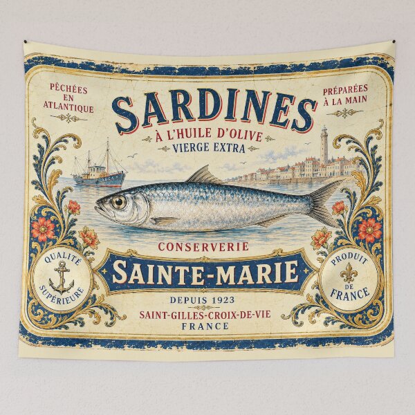 Item preview, Vintage French Sardine Can Label designed and sold by newnomads-art.