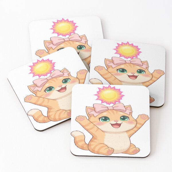 Item preview, Cute Happy Cat Reaching for Summer Sun designed and sold by Luna's World - Moody Vibes Studio.