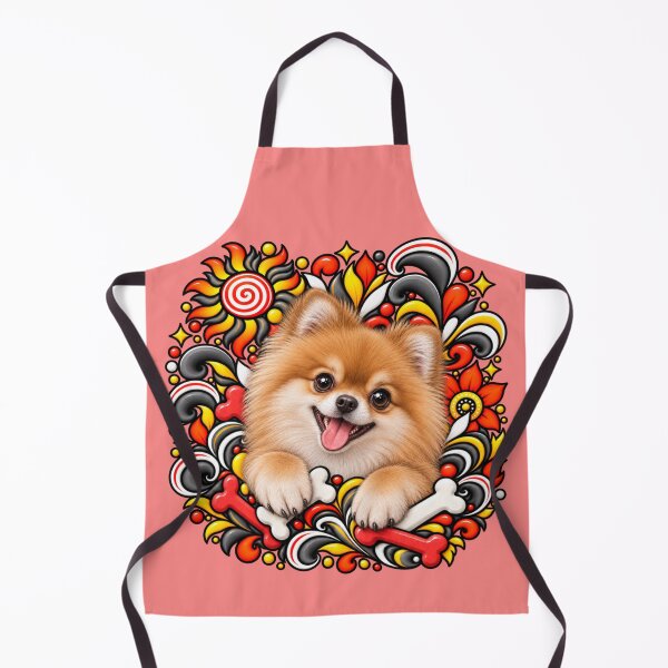 Item preview, Pomeranian Folk Art - Bones & Floral Swirls designed and sold by PixelsPaws.