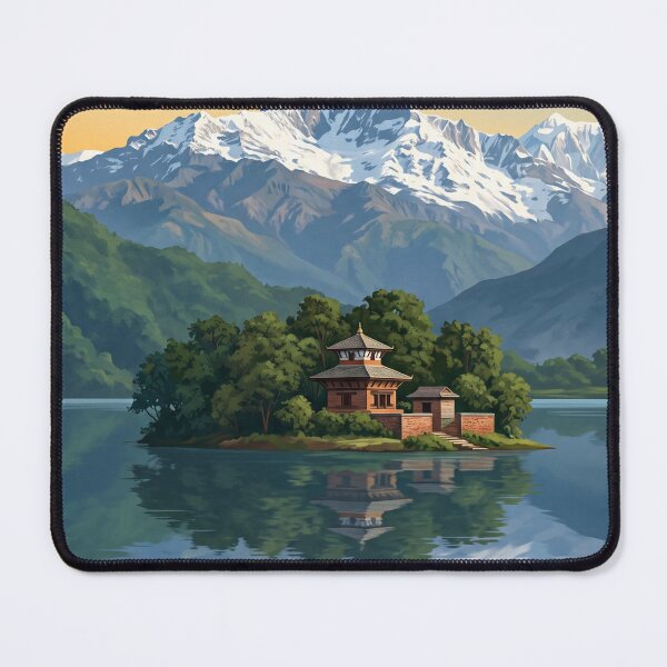 Item preview, Pokhara Nepal Vintage Travel Art – Phewa Lake & Annapurna Range designed and sold by Bomax121.