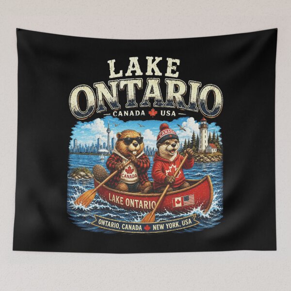 Item preview, Copy of Lake Ontario - Ontario - The Great Lakes - Loon, Lake Ontario Forever Beaver Otter Animals Anti Lake America designed and sold by KrushnaChandra.
