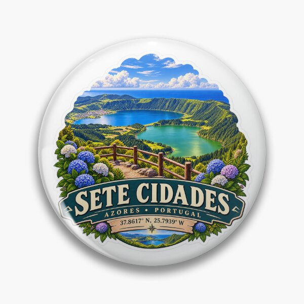 Item preview, Sete Cidades Azores Lake View Coordinates Sticker designed and sold by ChicClicker.