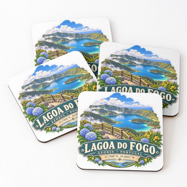 Item preview, Lagoa do Fogo Azores Coordinates Travel Sticker designed and sold by ChicClicker.