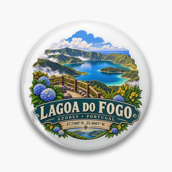 Item preview, Lagoa do Fogo Azores Coordinates Travel Sticker designed and sold by ChicClicker.